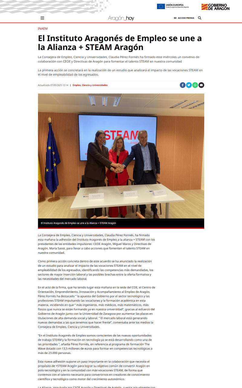 screencapture aragonhoy es empleo ciencia universidades instituto aragones une alianza steam aragon 100001 2025 05 13 11 23 33 scaled