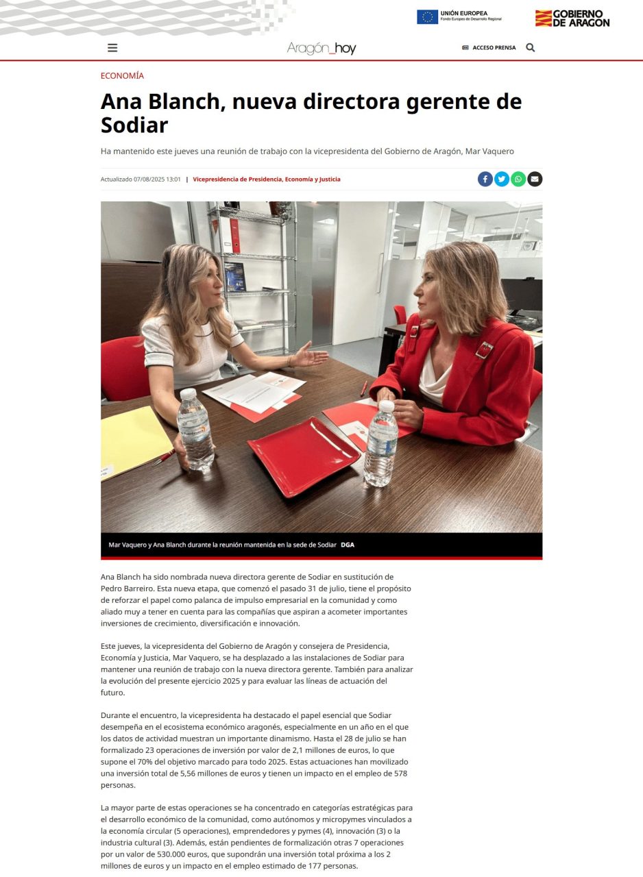screencapture aragonhoy es vicepresidencia presidencia economia justicia ana blanch nueva directora gerente sodiar 101382 2025 09 09 17 48 48