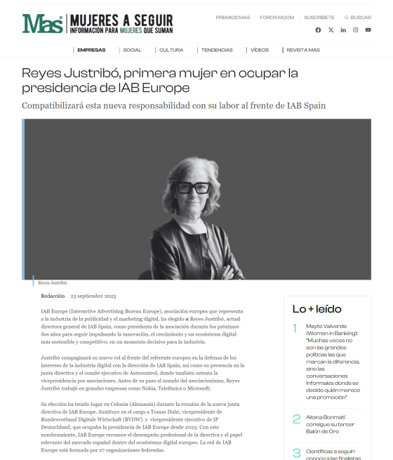 screencapture mujeresaseguir empresas noticia 1189886048515 reyes justribo primera mujer en ocupar la presidencia de iab europe 1 html 2025 09 30 12 28 37 scaled