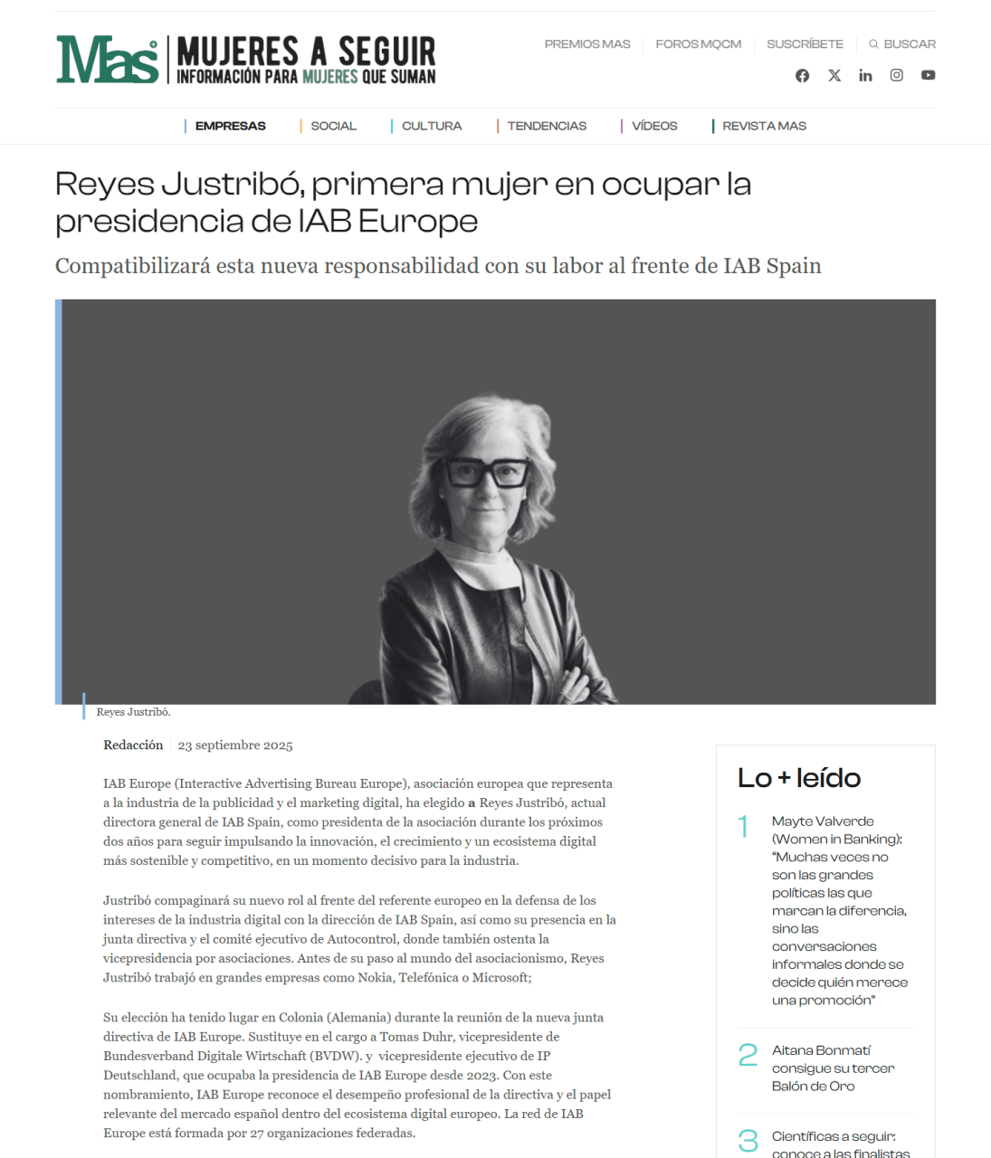 screencapture mujeresaseguir empresas noticia 1189886048515 reyes justribo primera mujer en ocupar la presidencia de iab europe 1 html 2025 09 30 12 28 37 scaled