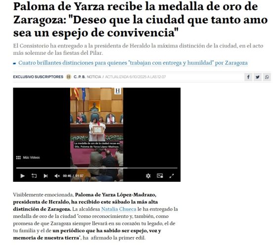 screencapture heraldo es noticias aragon zaragoza fiestas del pilar 2025 10 04 paloma de yarza recibe la medalla de oro de zaragoza deseo que la