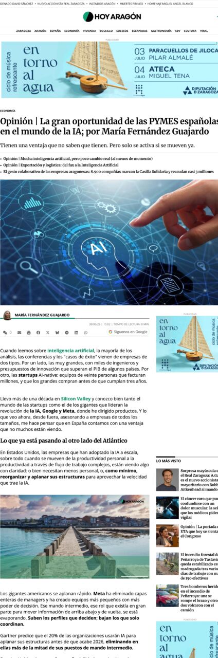 Nuestras socias son noticia: La opinión de María Fernández "La gran oportunidad de las PYMES españolas en el mundo de la IA" 1 mfg