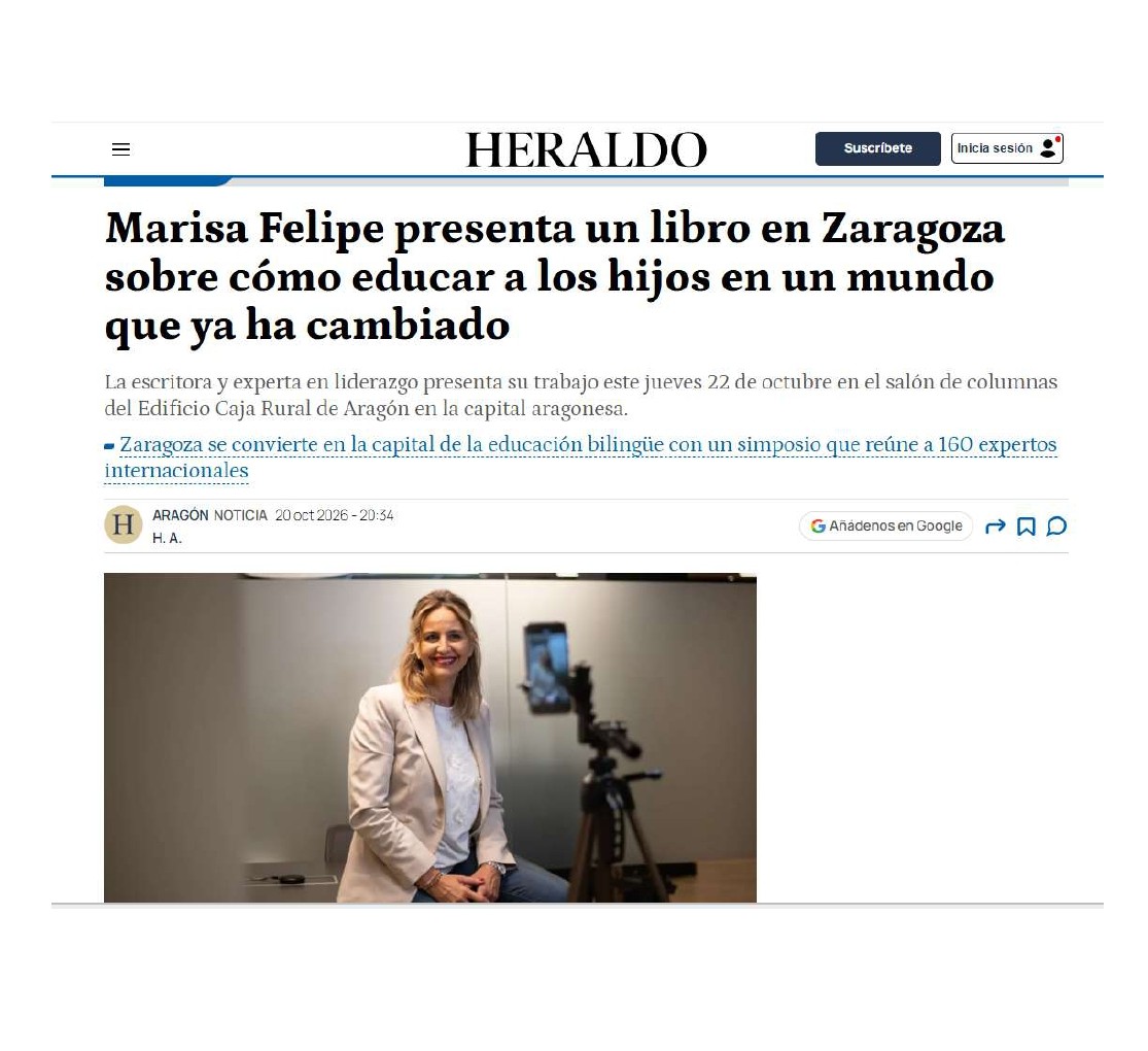 Nuestras socias son noticia | Marisa Felipe presenta su nuevo libro «Tus hijos ya viven en el futuro: las reglas para educarlos en un mundo que ya cambió. 1 mf page 0001